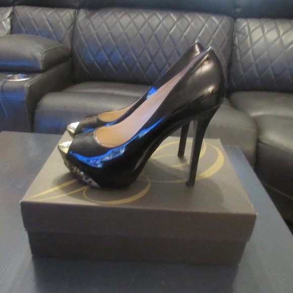 ENZO ANGIOLINI - Black Patent Leather Peeptoe Heels EA7TIMGA ~Sz 9.5 - Picture 5 of 11